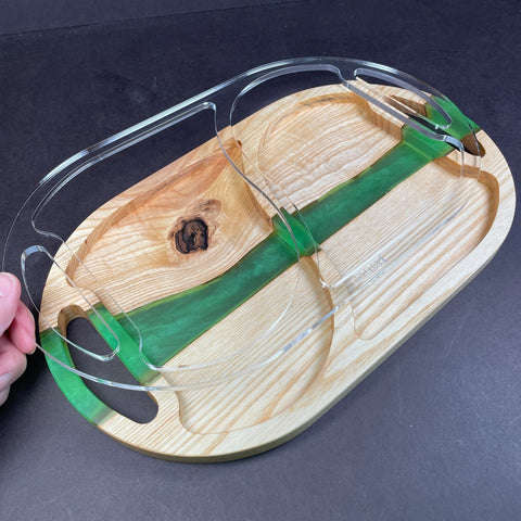 Gabarit acrylique - Plateau de service - Oval 2 parties - Mon plateau de bois