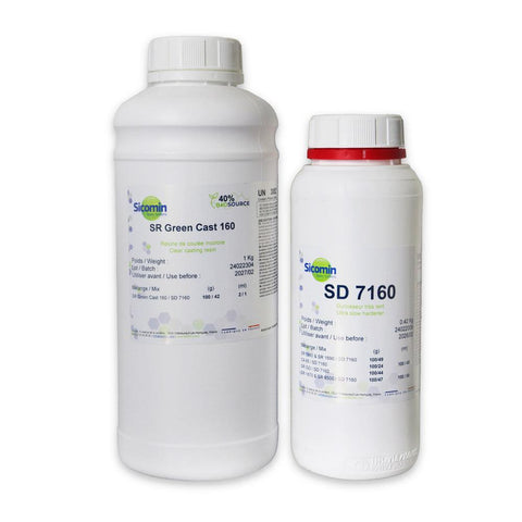SICOMIN SR Green Cast 160 résine époxy de coulée 10 cm bio sourcée - Mon plateau de bois