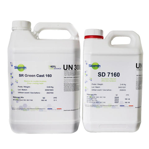 SICOMIN SR Green Cast 160 résine époxy de coulée 10 cm bio sourcée - Mon plateau de bois