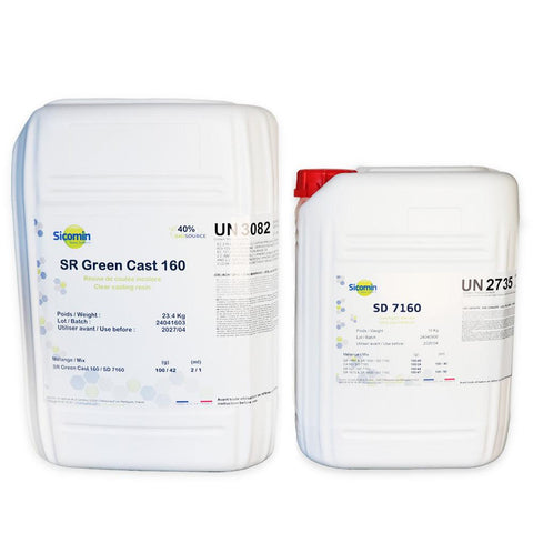 SICOMIN SR Green Cast 160 résine époxy de coulée 10 cm bio sourcée - Mon plateau de bois