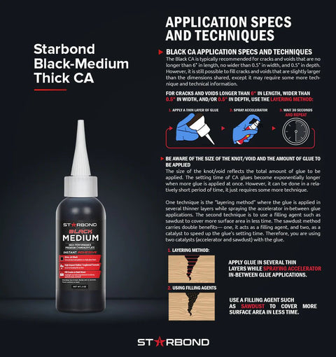 Starbond Flexible Black Medium - Colle Cyanoacrylate - Super Glue - Mon plateau de bois