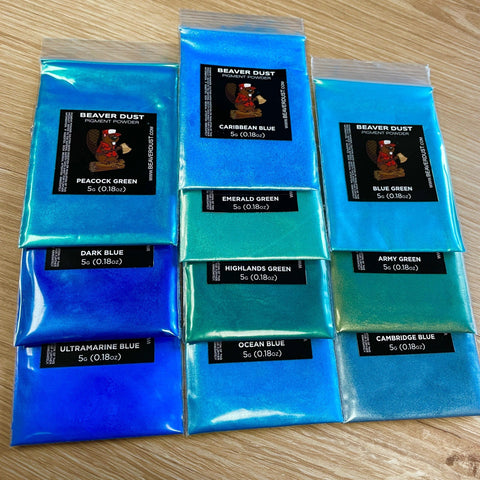 Beaver Dust Pigment Variety pack #7 Cool Blue/Green - Mon plateau de bois