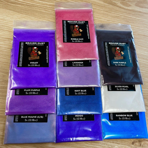 Beaver Dust Pigment Variety pack #8 Cool Purple / Blue - Mon plateau de bois